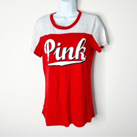 Pink Victoria's Secret Pink Logo Graphic Tee T-shirt Short Sleeve Red Medium - Picture 6 of 14